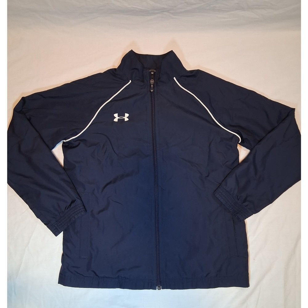 Under Armour Kids Navy Blue Full Zip Mesh Lined Windbreaker Jacket YMD 1195